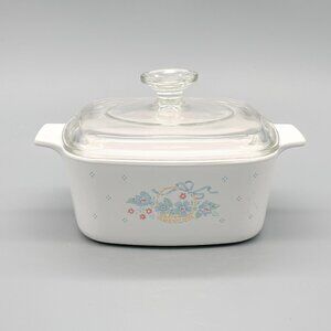 Vintage Corning Ware Country Cornflower A-1.5-B Square Casserole Dish with Lid